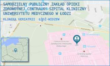 KLINIKA GERIATRII - SAMODZIELNY PUBLICZNY ZAKŁAD OPIEKI ZDROWOTNEJ CENTRALNY SZPITAL KLINICZNY UNIWERSYTETU MEDYCZNEGO W ŁODZI - UL. POMORSKA 251,  ŁÓDŹ-WIDZEW