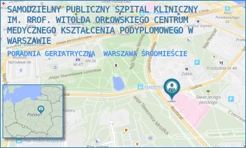 PORADNIA GERIATRYCZNA - SAMODZIELNY PUBLICZNY SZPITAL KLINICZNY IM. PROF. WITOLDA ORŁOWSKIEGO CENTRUM MEDYCZNEGO KSZTAŁCENIA PODYPLOMOWEGO W WARSZAWIE - CZERNIAKOWSKA 231,  WARSZAWA ŚRÓDMIEŚCIE