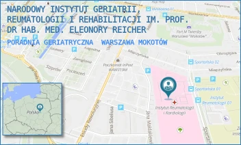 PORADNIA GERIATRYCZNA - NARODOWY INSTYTUT GERIATRII, REUMATOLOGII I REHABILITACJI IM. PROF. DR HAB. MED. ELEONORY REICHER - SPARTAŃSKA 1,  WARSZAWA MOKOTÓW
