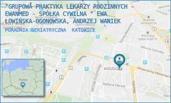 PORADNIA GERIATRYCZNA - "GRUPOWA PRAKTYKA LEKARZY RODZINNYCH - EWANMED - SPÓŁKA CYWILNA " EWA ŁOWIŃSKA-OGONOWSKA, ANDRZEJ WANIEK - UL. MISJONARZY OBLATÓW MN 21,  KATOWICE