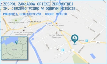 PORADNIA GERIATRYCZNA - ZESPÓŁ ZAKŁADÓW OPIEKI ZDROWOTNEJ IM. JERZEGO PIÓRO W DOBRYM MIEŚCIE - GRUNWALDZKA 10  B,  DOBRE MIASTO